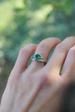 1ct Round Cut Green Emerald Engagement Ring Floral Petal Leaf 14k WhiteGold Over