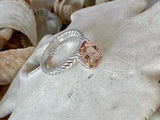 2ct Radiant Cut Morganite Engagement Ring Braided Solitaire 14k White Gold Over