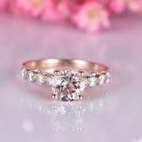 1.5ct Round Cut Morganite with Round Accents Engagement Ring 14k RoseGold Finish