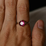 0.5ct Round Cut Pink Ruby Engagement Ring 14k White Gold Finish Solitaire Women