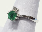 2ct Round Cut Green Emerald Two Stone Bypass Engagement Ring 14k White Gold Over