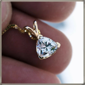 1Ct Trillion Cut DVVS1 Diamond Solitaire Pendant 14K Yellow Gold Finish NO CHAIN