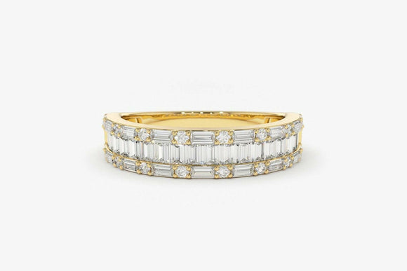 2.5ct Wedding Band Baguette Cut Diamond Channel Set Cluster 14k Yellow Gold Over