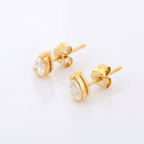 1.2ct Stud Earrings Pear Cut Diamond Solitaire Design 14k Yellow Gold Finish