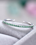 2Ct Round Cut Green Emerald Open Ended Wedding Band Ring 14K White Gold Finish