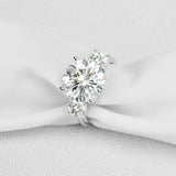 3ct Round Cut Diamond Engagement Ring Solitaire Trilogy 14k White Gold Finish