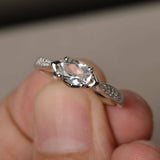 0.8ct Oval Cut Diamond Engagement Ring 14k WhiteGold Finish Diamond Accent Women