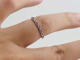 1ct Round Cut Purple Amethyst Wedding Band Half Eternity 14k White Gold Finish