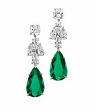 6Ct Pear Cut Green Emerald Diamond Party Drop Earrings 14K White Gold Finish