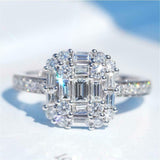 5ct Emerald Cut Diamond Engagement Ring Solitaire with Accent 14k WhiteGold Over