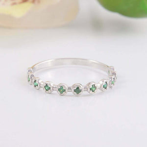 1.2ct Round Cut Green Emerald Wedding Band Ring Half Eternity 14k WhiteGold Over