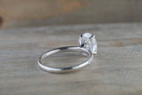 1.5ct Oval Cut Diamond Engagement Ring Solitaire 14k White Gold Over with Accent