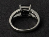 2.6ct Engagement Ring Princess Cut Black Diamond Split Shank 14k White Gold Over