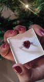 1ct Heart Cut Simulated Pink Ruby Halo Engagement Ring 14k White Gold Plated