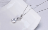 0.9ct Cushion Cut Diamond Prong Setting Long Pendant Chain 14k White Gold Finish