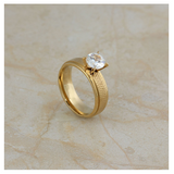 1Ct Round Cut Diamond Bridal Set Textured Solitaire Ring 14K Yellow Gold Finish