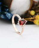 0.6ct Pear Cut Red Garnet Engagement Ring 14k Rose Gold Finish Fancy Solitaire