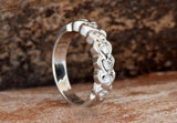 Half Eternity Heart Wedding Ring Band 1.2ct Round Cut Diamond 14k WhiteGold Over