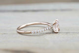 1.3ct Cushion Cut Peach Morganite Engagement Ring Hidden Halo 14k Rose Gold Over