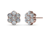 1ct Round Cut VVS1 D Diamond Cluster Floral Stud Earrings Women 14k Gold Finish