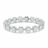 25Ct Round Cut Diamond Floral Halo Women Tennis Bracelet 14K White Gold Finish