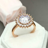 1.6ct Engagement Ring Round Cut Diamond Halo Floral Design 14k Rose Gold Finish