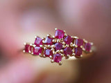 3ct Engagement Ring Princess Cut Ruby Cluster Minimalist 14k Yellow Gold Finish