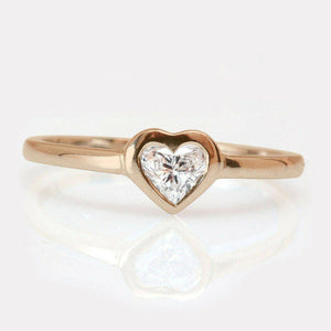 1ct Heart Cut Diamond Engagement Ring Bezel Set Solitaire 14k Rose Gold Finish