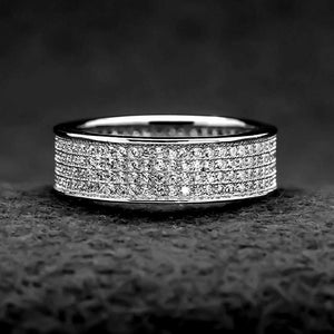 4Ct Round Cut DVVS1 Diamond Full Eternity Wide Wedding Band 14K White Gold Over