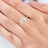 1.5ct Cushion Cut Diamond Engagement Ring Halo Milgrain 14k Yellow Gold Finish