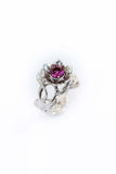 1ct Round Pink Sapphire Engagement Ring Flower Leaf Solitaire 14k WhiteGold Over