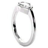 0.5Ct Pear Cut Diamond Bezel Set Solitaire Engagement Ring 14K White Gold Finish