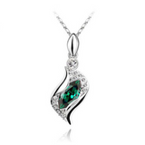 1ct Marquise Cut Green Emerald Fancy Design Pendant 14k White Gold Over NO CHAIN