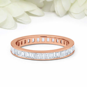 2ct Baguette Cut VVS1D Diamond Wedding Band Full Eternity 14k Rose Gold Finish