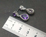 2.5ct Pear Cut Purple Amethyst Dangling Tear Drop Earrings 14k White Gold Finish