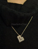 1.2ct Round Cut Simulated Blue Topaz Pixel Heart Pendant Chain 14K Gold Plated