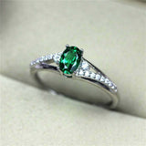 1.2ct Oval Cut Green Emerald Engagement Ring Split Shank 14k White Gold Finish