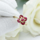 1.5ct Marquise Cut Pink Ruby Engagement Ring Art Deco Halo 14k YellowGold Finish