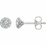 1ct Round Cut VVS1 D Diamond Floral Stud Earrings Women 14k White Gold Finish