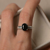 2ct Oval Black Diamond Engagement Ring Solitaire Round Accent 14k WhiteGold Over