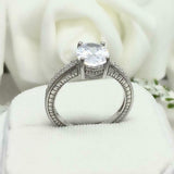 2ct Engagement Ring Oval Cut Diamond Solitaire with Accents 14k WhiteGold Finish