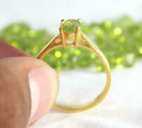 1ct Engagement Ring Oval Cut Green Peridot Solitaire 14k Yellow Gold Finish