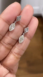 0.5ct Marquise Simulated Diamond Bezel Set Drop Earrings 14k White Gold Plated