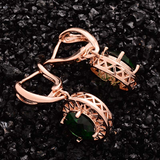 1.5Ct Round Cut Green Emerald Circular Party Drop Earrings 14K Rose Gold Finish