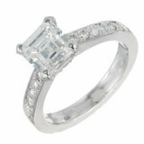 1.4ct Asscher Cut Diamond Engagement Ring Accent Solitaire 14k White Gold Finish