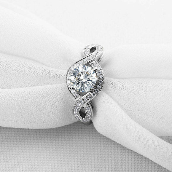 2.2ct Round Cut Diamond Engagement Ring Infinity Solitaire 14k White Gold Finish