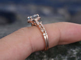 1.4ct Round Cut Blue Aquamarine Engagement Ring 14k Rose Gold Finish Bridal Set