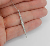 1ct Round Cut Diamond Vertical Drop Pin Pendant 14k White Gold Finish NO CHAIN