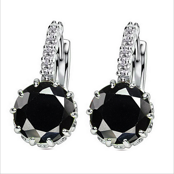 2.5Ct Round Cut Black Diamond Elegant Party Drop Earrings 14K White Gold Finish