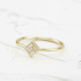 Dainty Minimalist Engagement Ring 0.3ct Baguette Cut Diamond 14k YellowGold Over